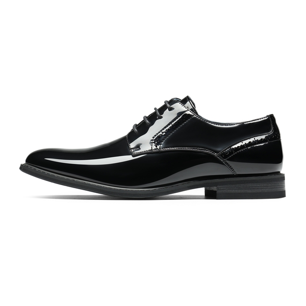Men's Polished PU Leather Oxford Shoes - BLACK PAT - 2